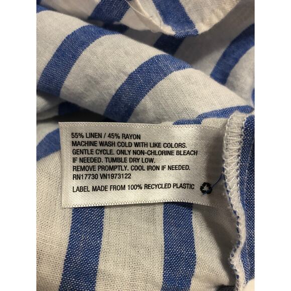 Ava & Viv Women's Linen Blend Button Up Shirt Top Blouse White Stripe Size 4X - Picture 11 of 15